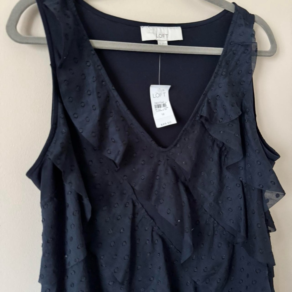 Ann Taylor NWT polka dot navy blue mini dress - Picture 2 of 7